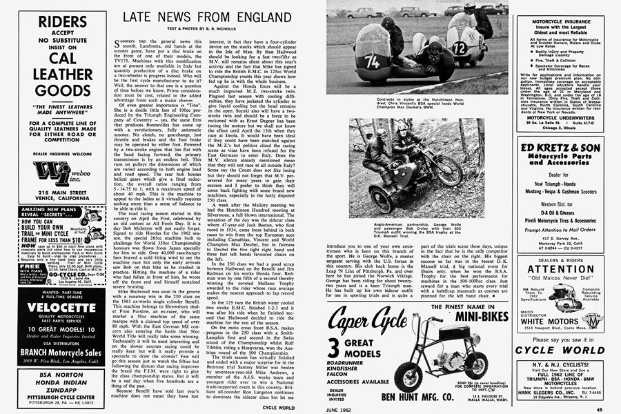 Late News From England | Cycle World | JUNE 1962