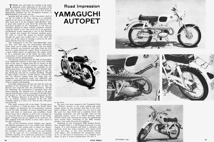 Yamaguchi Autopet | Cycle World | SEPTEMBER 1962