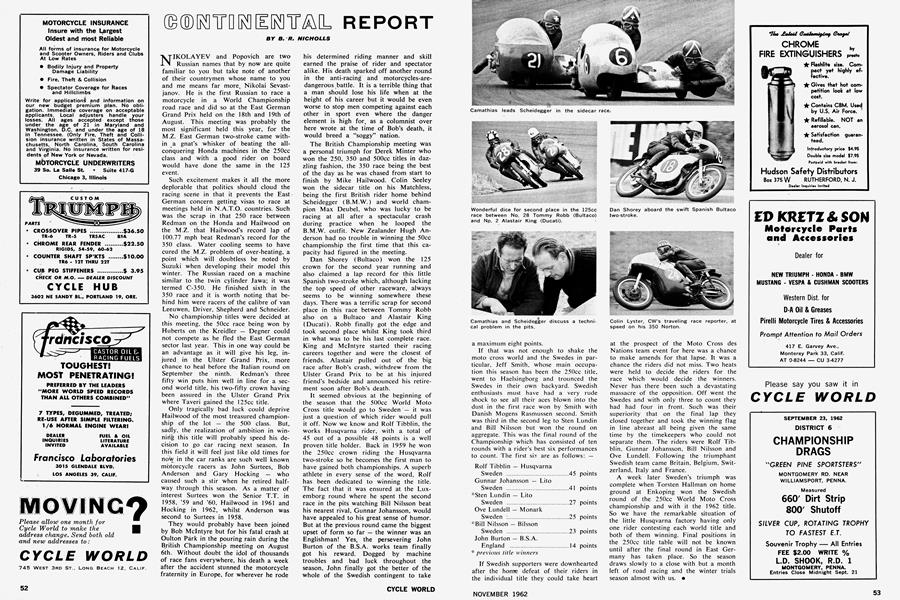 Continental Report | Cycle World | NOVEMBER 1962