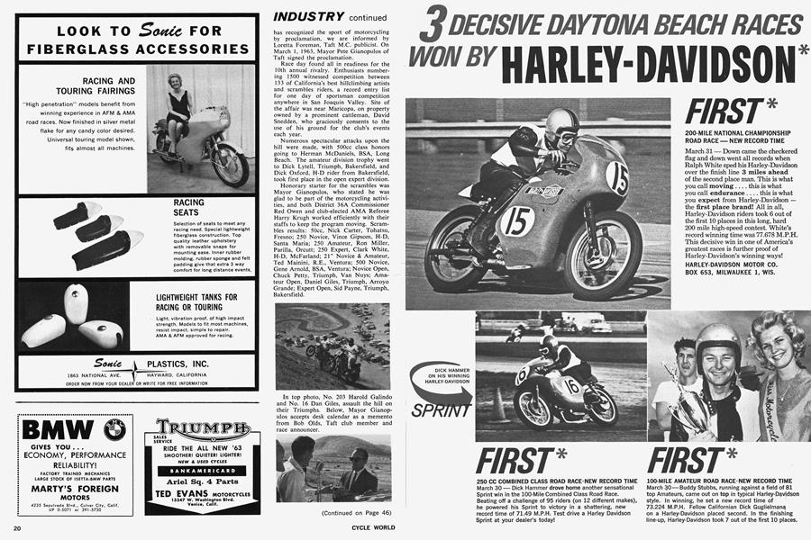 Ted Evans Motorcycles: Triumph | Cycle World | JULY 1963