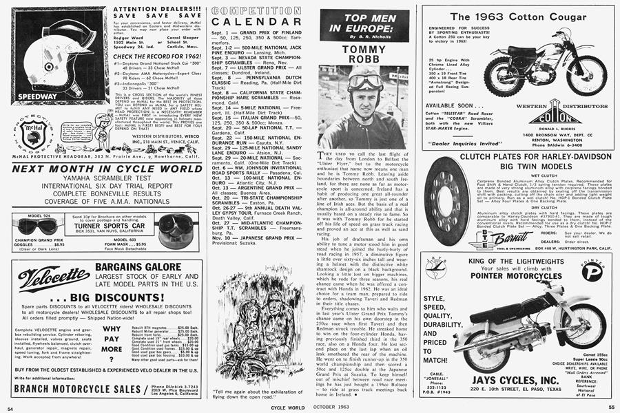 Competition Calendar | Cycle World | OCTOBER 1963