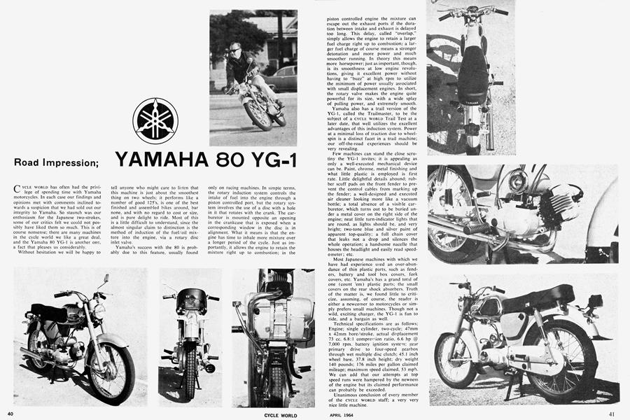 Yamaha 80 Yg-1 | Cycle World | APRIL 1964