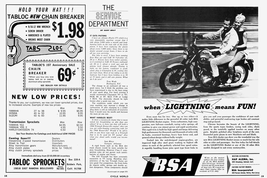 The Service Department | Cycle World | FEBRUARY 1965