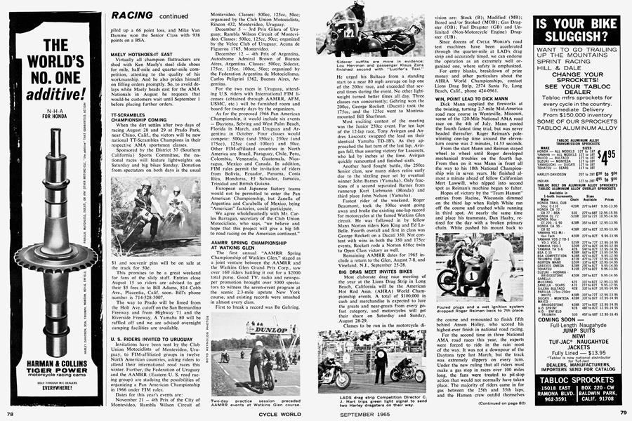 Tabloc Sprockets | Cycle World | SEPTEMBER 1965