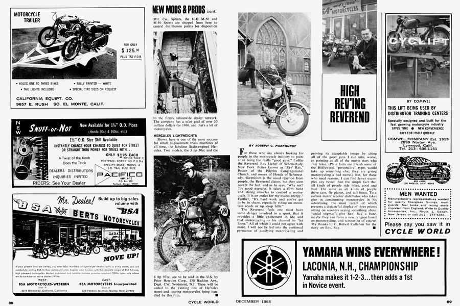 High Rev'ing Reverend | Cycle World | DECEMBER 1965