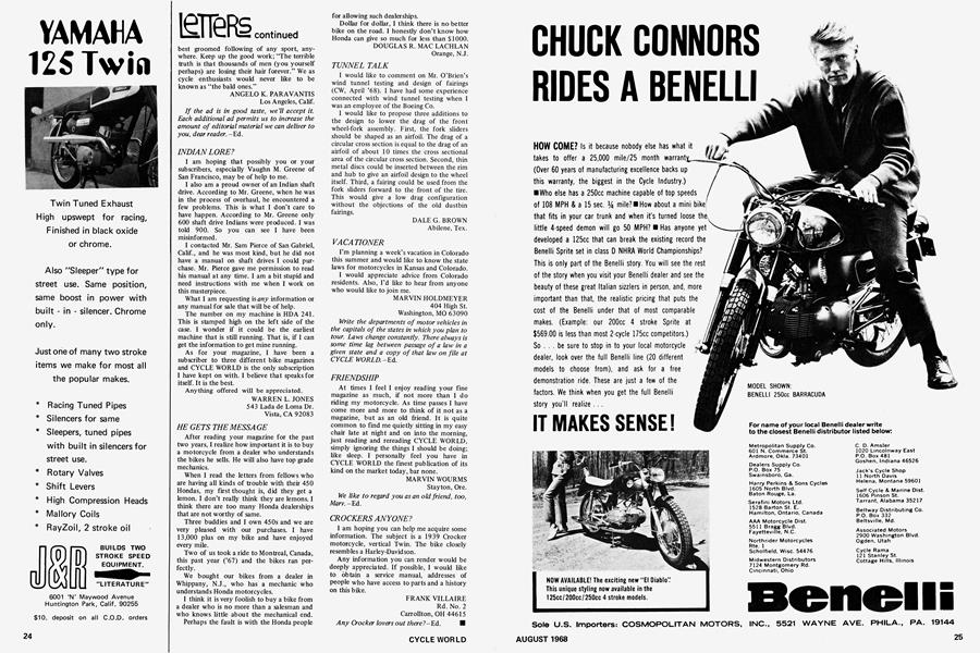 Benelli | Cycle World | AUGUST 1968