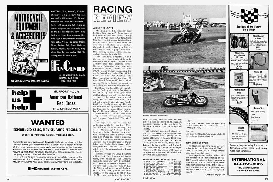 Racing Review | Cycle World | JUNE 1970