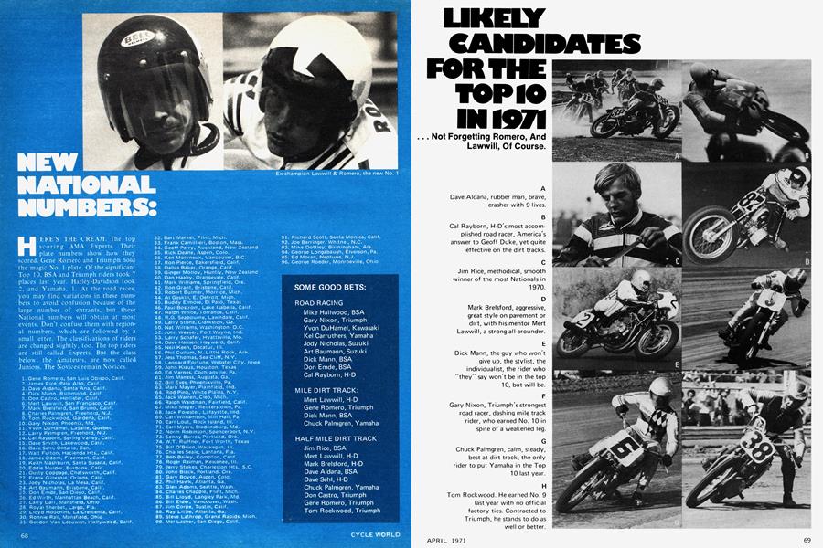 New National Numbers: | Cycle World | APR 1971