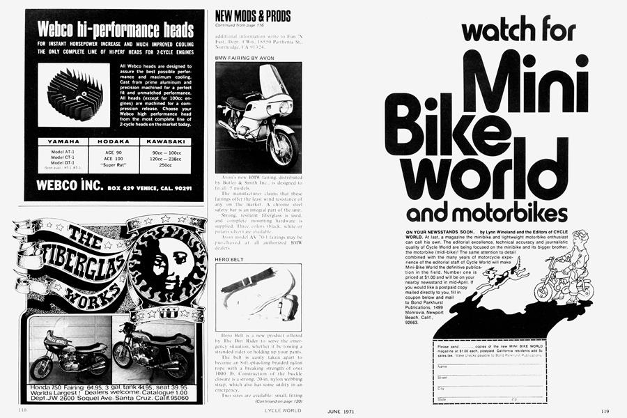 Webco Inc.: Webco Hi-Performance Heads | Cycle World | JUNE 1971