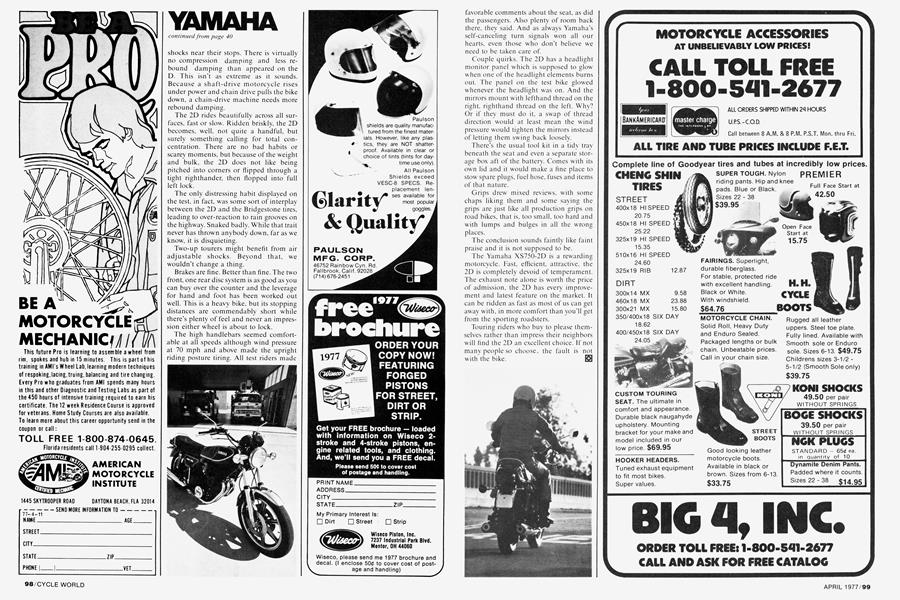 American Motorcycle Institute | Cycle World | APRIL 1977