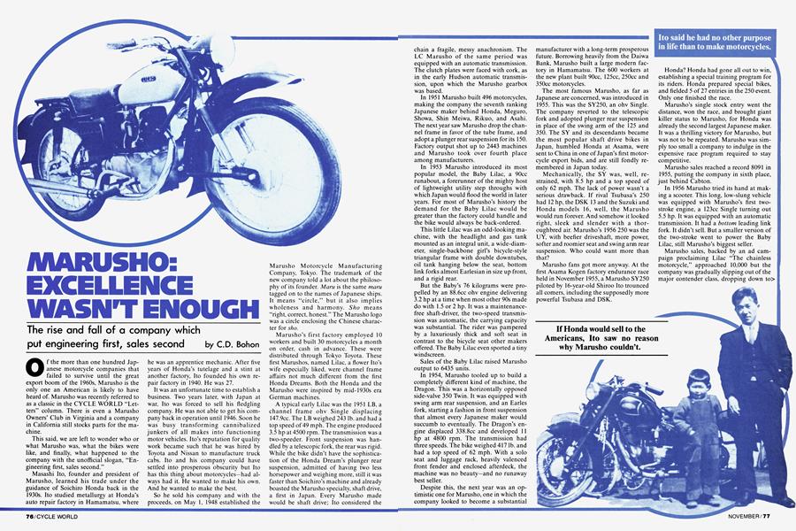 Marusho: Excellence Wasn't Enough | Cycle World | NOVEMBER 1977