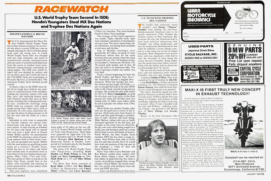 U.S. World Trophy Team Second In Isde; Honda's Youngsters Steal Mx Des Nations And Trophee Des Nations Again, Page: 72 - JANUARY 1983 | Cycle World