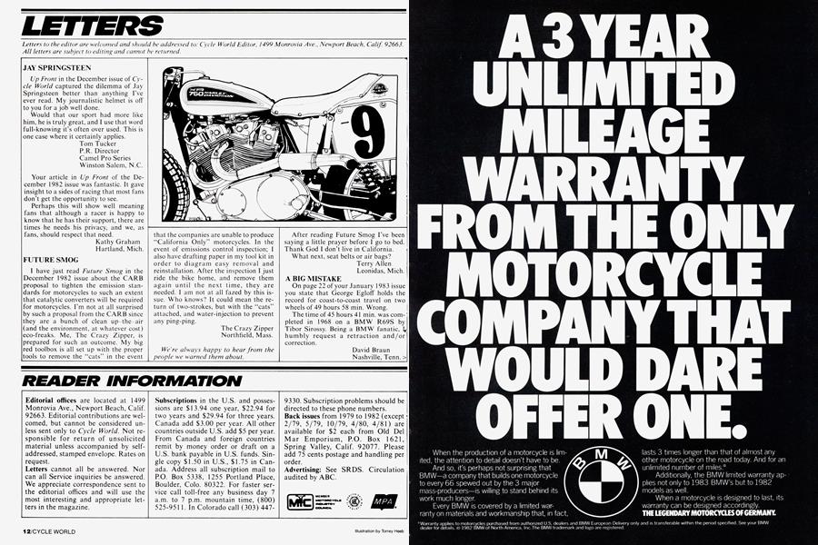 Letters | Cycle World | MARCH 1983