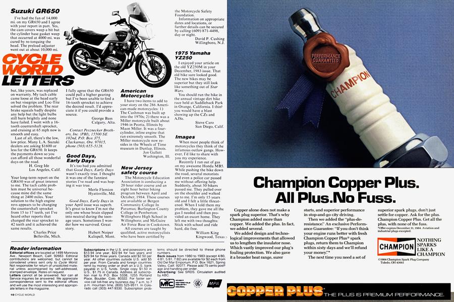 Cycle World Letters | Cycle World | JULY 1984