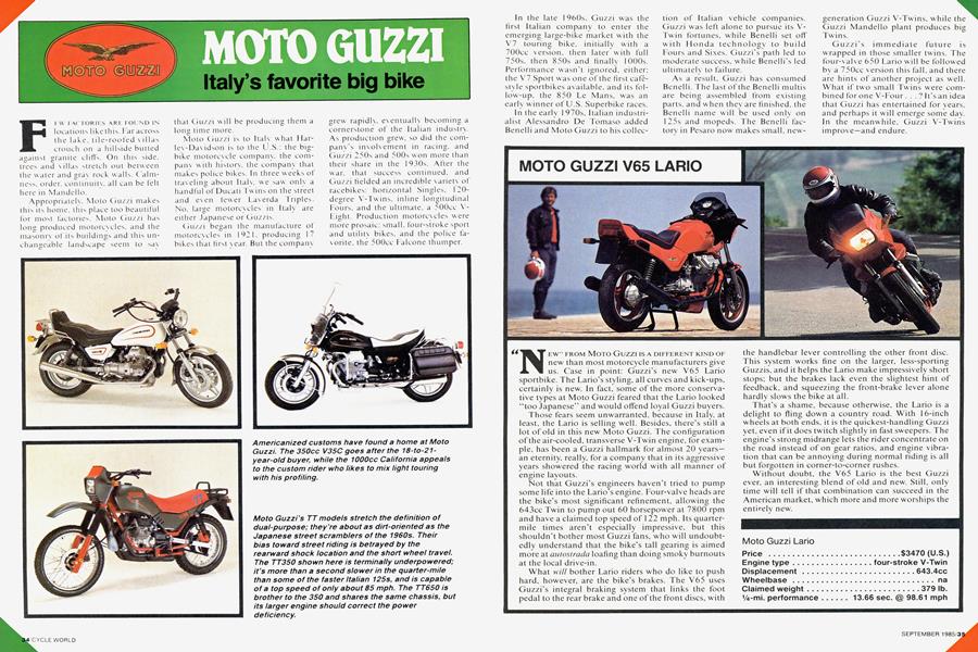 Moto Guzzi | Cycle World | SEPTEMBER 1985