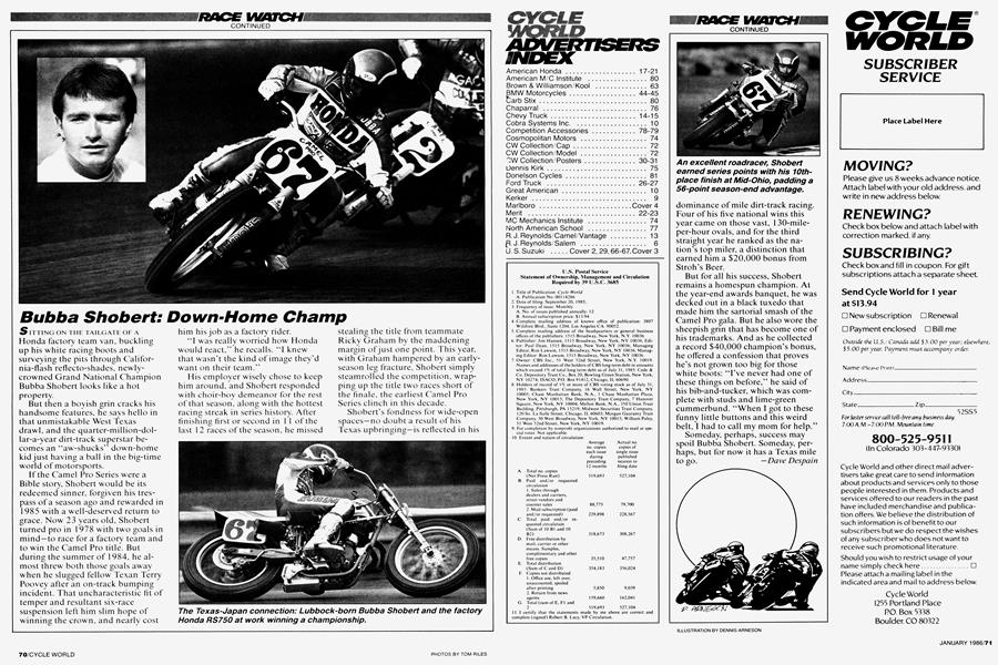 Bubba Shobert: Down-Home Champ | Cycle World | JANUARY 1986