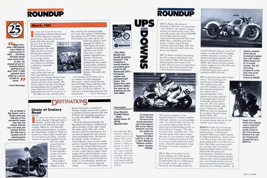 Cw 25 Years Ago March, 1967 | Cycle World | MARCH 1992