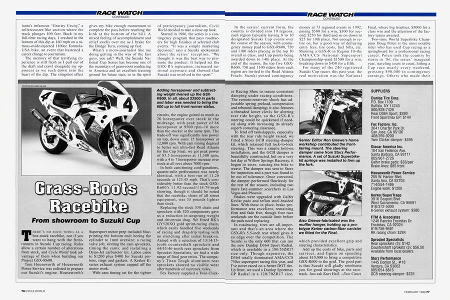 Grass Roots Racebike Cycle World FEBRUARY 1993