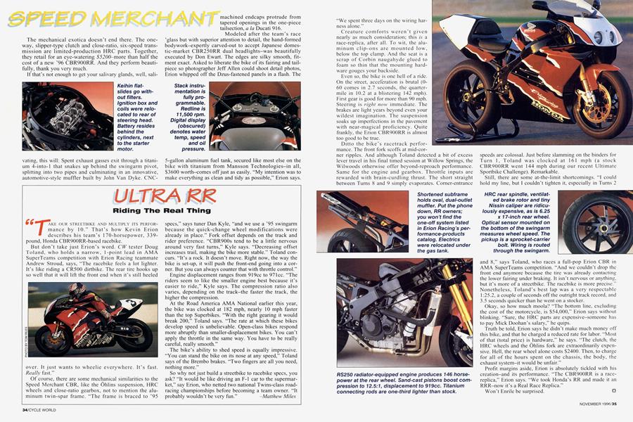 Ultra Rr | Cycle World | NOVEMBER 1996