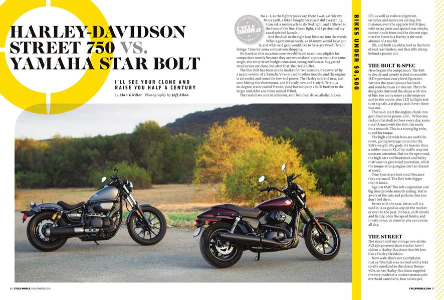 Harley-Davidson Street 750 Vs. Yamaha Star Bolt