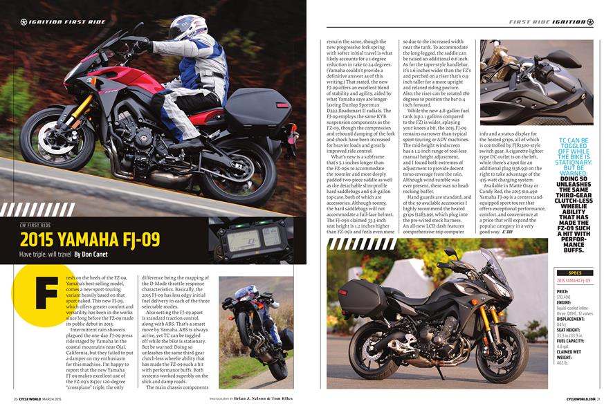 2015 Yamaha Fj-09 | Cycle World | MARCH 2015