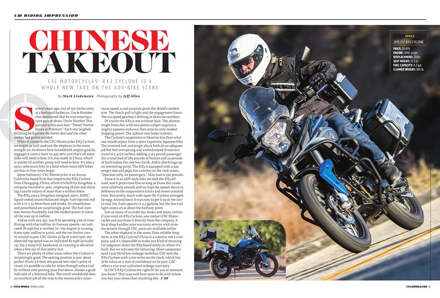 Chinese Takeout | Cycle World | MARCH 2016