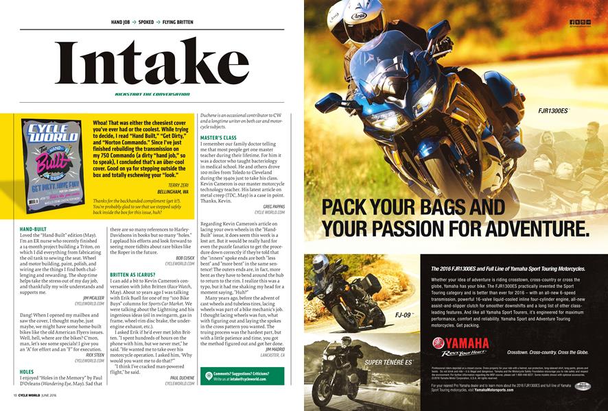 Intake | Cycle World | JUNE 2016