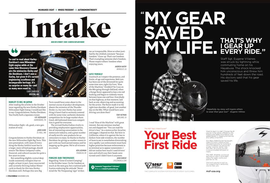 Intake | Cycle World | NOVEMBER 2016