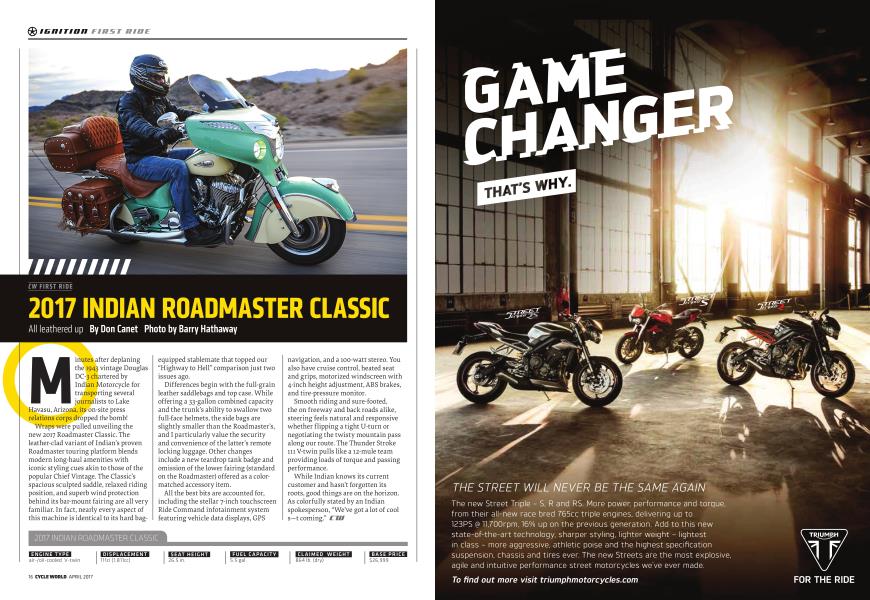 2017 Indian Roadmaster Classic | Cycle World | APRIL 2017