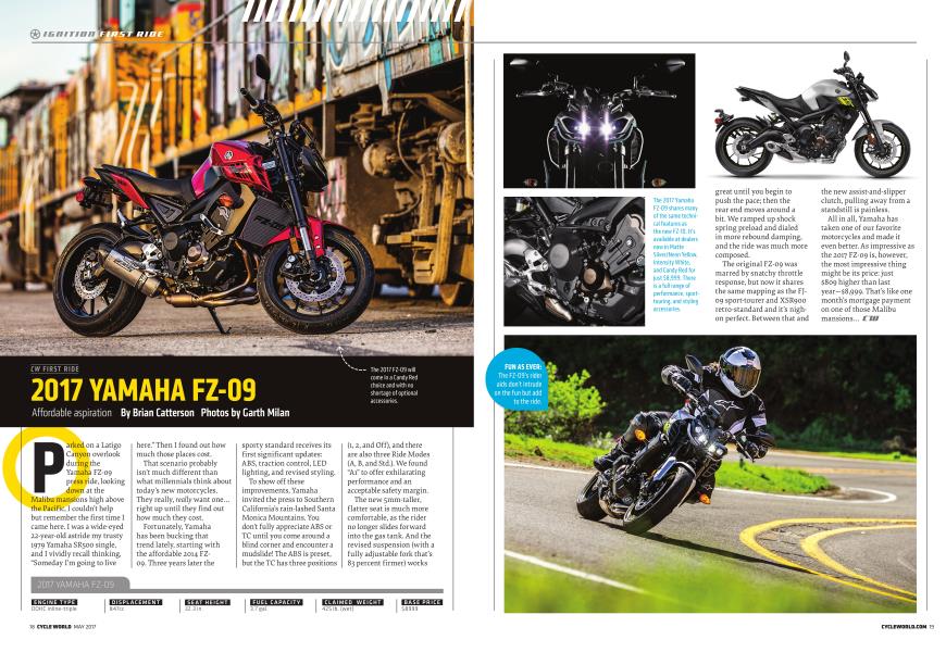 Cw First Ride 2017 Yamaha Fz-09 Affordable Aspiration