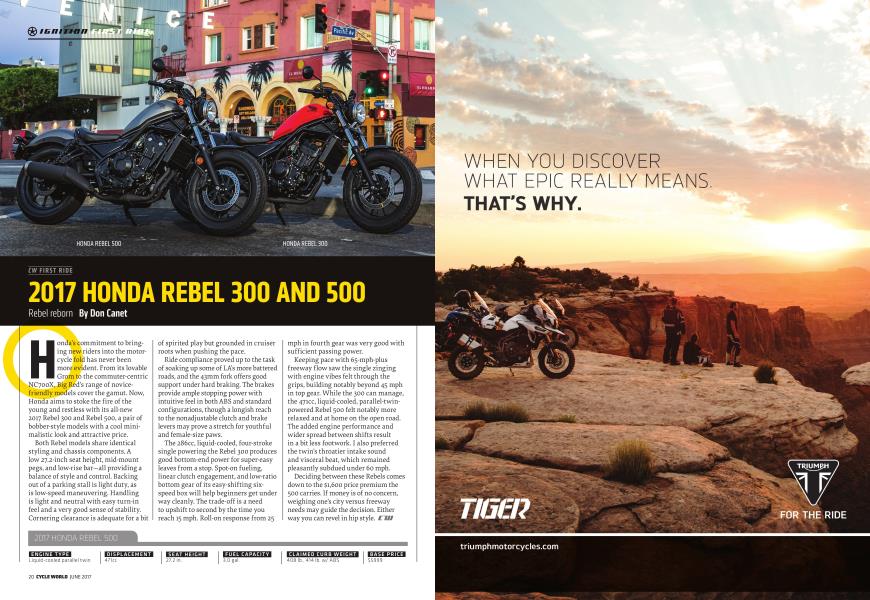 Cw First Ride 2017 Honda Rebel 300 And 500